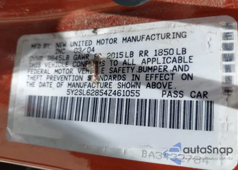 2004 Pontiac Vibe из США, поврежденный, VIN 5Y2SL62854Z461055